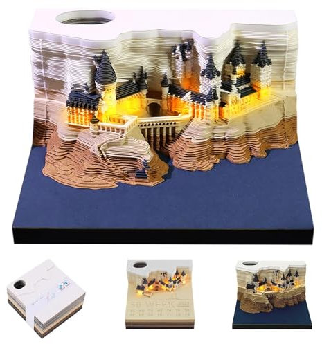 Calendario 3D, blocco note 3D, calendario 3D, demolizione 2025, scultura in carta, decorazione da scrivania, 2025, blocco note da tavolo con luce, blocco magico 3D