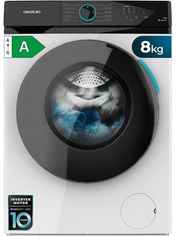 Cecotec Lave-linge à Chargement Frontal Bolero DressCode 8110 Inverter, 8Kg, 1200tr,min, 11 programmes, Basse Consommation, Moteur Inverter Plus, Départ Différé, Sécurité Enfant, Programme Rapide 15'