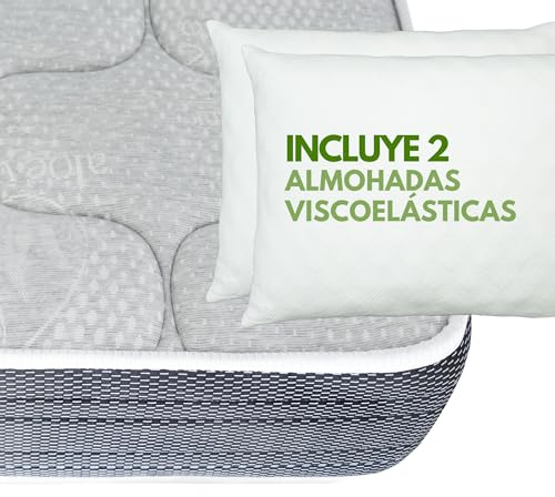 PortgualFlex - Colchón Ortopédico Super Especial, 20 cm Altura - Colchón Firmeza Media Alta con Espuma de Alta Densidad, Antiácaros, Acolchado Aloe Vera - Confort para un Sueño Reparador (183x133)