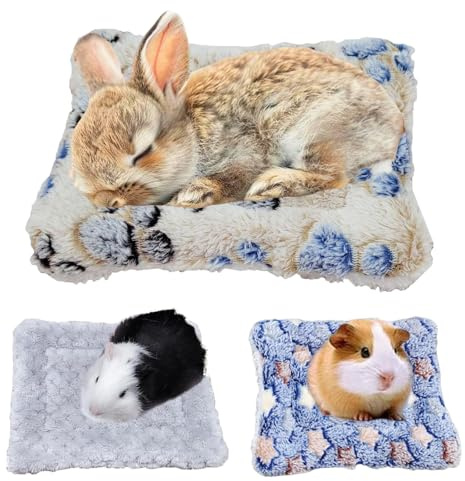 ChAusa 3 Piezas Hamster Accesorios Cama de Felpa para Animales Pequeños Manta de Felpa para Cama Cobayas Accesorios Casa Cobaya para Cobayas,Conejos,HáMsteres,Ardillas,Chinchillas(Dos Tamaños)
