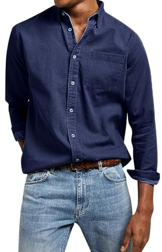 Camicia Uomo No Stiro Camicie Nera con Bottoni Elasticizzata Traspirante Camicia Bianca Manica Lunga Classica Taglie Forti Bluse Elegante Cotone Casual Camicie da Lavoro Ufficio Moda Primavera 2025