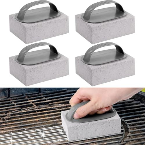 Zocipro 4Pcs Bloque de Limpieza de Piedra Pómez con Asa, Herramienta de Limpieza de Barbacoas para Eliminar la Grasa, Piedra de Limpieza de Pómez para Lavabo Barbacoa Baño Piscina