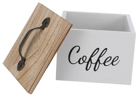 ULTECHNOVO caja de almacenamiento de de café Madera de almacenamiento de café cápsula Organizador de paquetes de azúcar de madera organizador de bolsas de té Aleación de zinc blanco