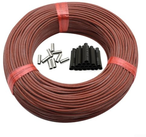 Cavo riscaldante a pavimento per interni con conduttori di riscaldamento a infrarossi in fibra di carbonio 12K, guaina in gomma siliconica, resistenza 33 Ohm/M, sicurezza ad alta tensione e alta