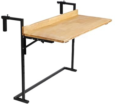 Mesa Colgante con barandilla de balcón Ajustable, Mesa Auxiliar con barandilla de balcón, estantes flotantes, mesas Colgantes de Media Altura, Mesa de Bar de balcón de Madera para barandilla