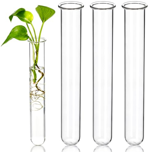 jojofuny 4pcs Transparent Glass Test Tube Vases Hydroponic Plant Tubes | Hydroponic Plant Vases, Clear View Roots, Easy to Clean Glass, for Flowers