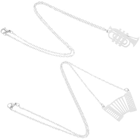 BESTYASH Collier Musical Style Punk pour Homme en Métal Argenté Pendentifs Accordéon et Cor Français, Design Unique et Finition Polie, pour Passionnés de Musique