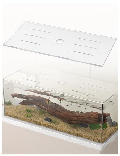 Akrylskydd till akvarium, Genomskinligt akvariumlock med matningshål, hoppskydd, luftspår, 3 mm, flera storlekar