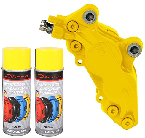 DinoRaid Bremssattellack Spray 1K Gelb 1 Komponenten Lack Lackspray 2X 400ml Neu