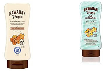 Hawaiian Tropic Lotion Protectrice Satin SPF 50+ & Après-soleil Hawaiian Tropic Silk Hydration Air Soft (180ml)