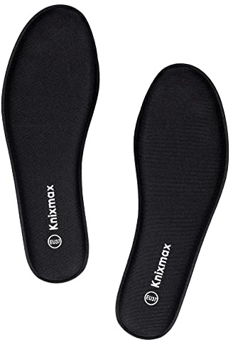 Knixmax Plantillas Memory Foam para Zapatos de Mujer y Hombre, Plantillas Confort Amortiguadoras Cómodas y Flexibles para Trabajo, Deportes, Caminar, Senderismo, EU44 Negro