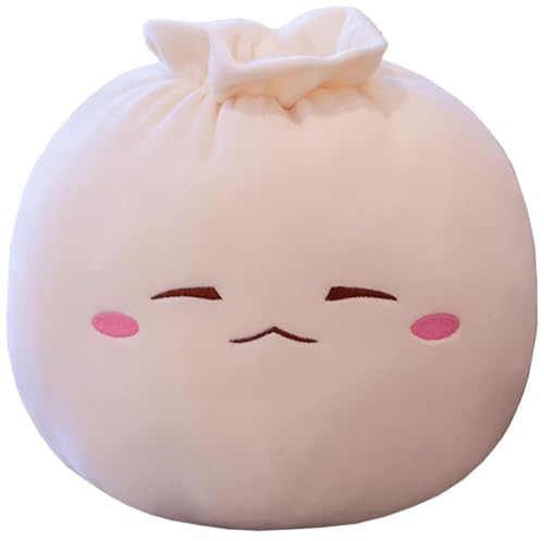 Yoholto Dumpling Plush Pillow with Cute Features, Stuffed Bun Plush, Funny Food Toy Gifts for Kids Adults(9.8 * 12.2in,Frown)