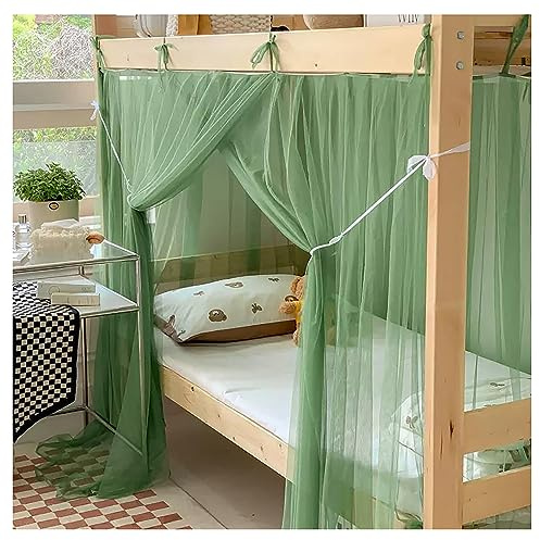 LONONE Moustiquaire à Baldaquin Pour Lit Superposé Inférieur - Rideau Simple Pour Dortoir d'Étudiants, Matcha, 90cm