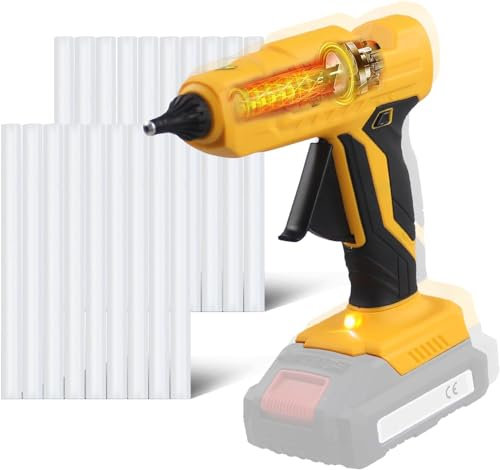 FrogBro Pistola de pegamento caliente inalámbrica para batería Makita 20 V máx., precalentamiento rápido, a prueba de goteo, con 20 barras de pegamento de tamaño completo. (baterías no incluidas)