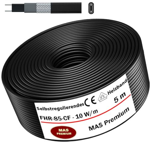 Heizkabel Selbstregulierendes Heizband HEAT Regular-85-CF Selfregulating Heating Cable 10w/m 5–100m Rohrheizung Begleitheizung Wasserleitung Dachrinnenheizung Frostschutzkabel 10°- 85°C (5m)