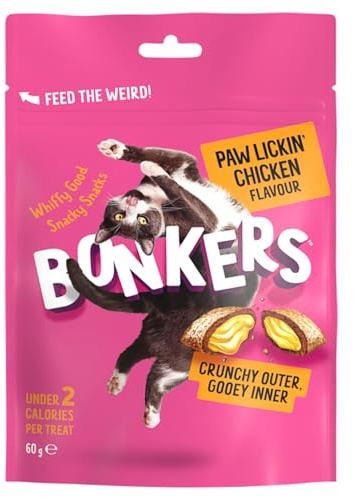 The Cat Bonkers Chicken, Paw Lickin Flavor Crunchy Treats 60g