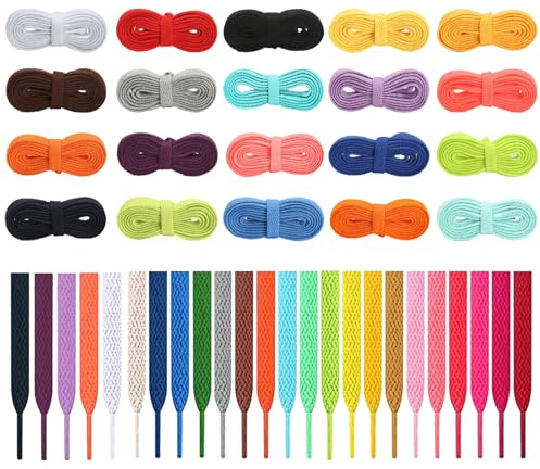 YITULOU 20 Pairs Flat Shoe Laces for Trainers, Coloured Shoe Laces Trainers Multipack Shoelaces for Sport Boots Shoes, Great Replacement for Shoes(120cm-20 Colours)