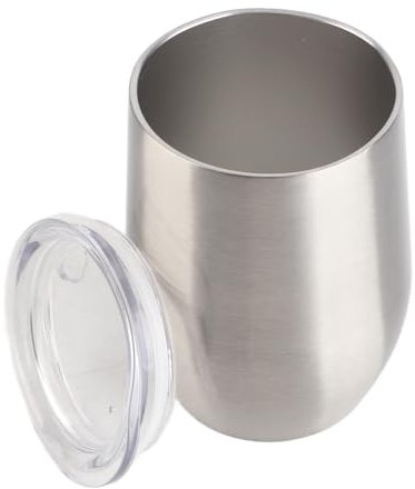 Vasos de vino de acero inoxidable, tazas de vino aisladas al vacío de doble pared de 12 oz con tapa Tazas de viaje que mantienen bebidas frías y calientes para cócteles de vino y