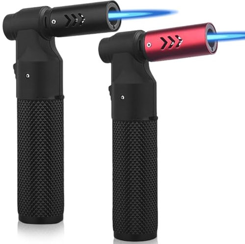 2 Stück Einstellbarer Flambierbrenner, Bunsenbrenner, Creme Brulee Brenner, Gasbrenner, 1300℃ Blaue Flamme Küchenbrenner für BBQ,Camping,Grill,Kamin,Backen (Ohne Butangas)