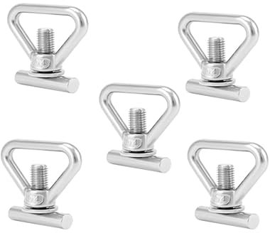 Kellegour Écrous à œil Triangulaires M10,Écrous à œil Filetés en Acier Inoxydable,5 PCS Écrou à Vis Argenté 304 en Acier Inoxydable Triangle Anneau pour Charge de Voie de Toit de Véhicule Utilitaire