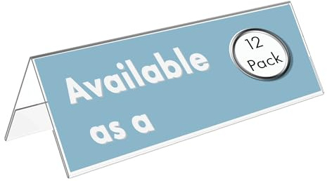 Deflecto A6 Table Place Name Holder Landscape - Crystal Clear, Double-Sided Card Display Stand with Durable PVC Construction - Ideal for Offices, Meetings, Receptions Conferences & More (Pack of 12)