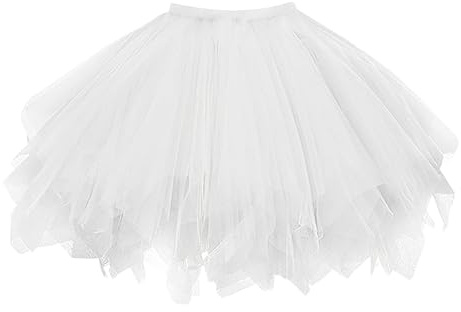 Falda Tutú Mujer Blanco, Tutu Tul Retro Años 50, Ballet Niña Falda Disfraz para Adulto y Adolescente, Perfecta para Carnaval, Halloween y Fiestas Temáticas