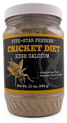 Five-Star Feeders Cricket Diet – Calcium-Rich Daily Balanced Diet for All Crickets and Feeder Insects – 10 oz Plastic Jar