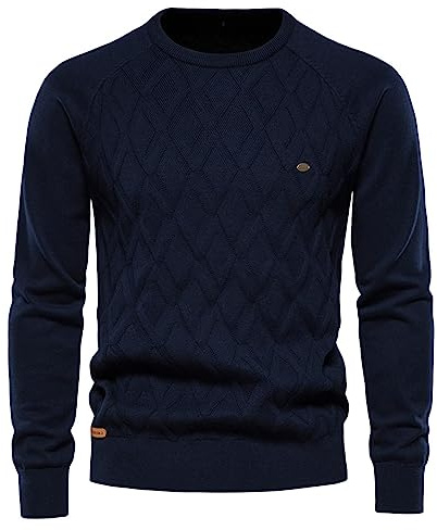 Maglioncino Girocollo Uomo, Maglione Lavorato a Maglia Maglioni Uomo Invernali Felpa Lavorata a Maglia Maglione in Cotone Slim Fit Cross Lines Maglione Cotone Uomo Abbigliamento Uomo Invernale