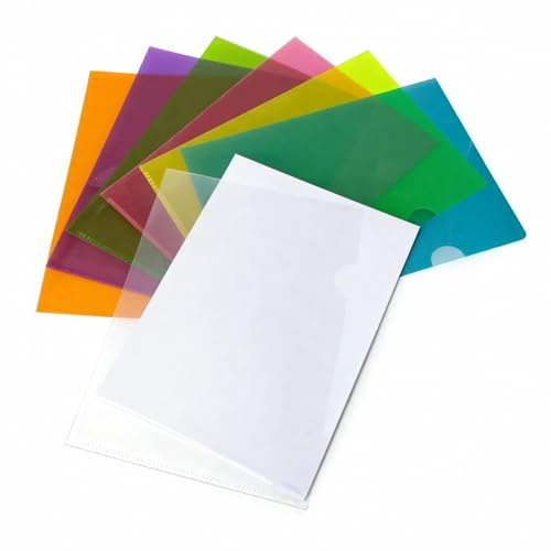 14-Pack Thickened（Single Layer 200 Micron） A4 Plastic Sleeves, 7 Colors A4 Plastic Folders, Transparent Document Storage Boxes, Suitable for Offices, Schools, Libraries, Hospitals and Learning