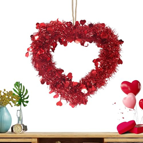 Senermter Guirnalda en Forma de Corazón para San Valentín,Corazón Artificial,Corona De San Valentín - para Bodas Fiestas Navidad Pedida de Mano Techo Paredes Pasillos Mesas Hogar Tiendas