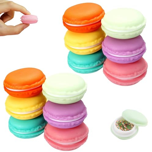 12 Piezas Mini Cajas de Almacenaje Macaron, Estuches de Almacenaje para Joyas, Bonitas Cajas Contenedoras en Forma de Macaron para Anillos, Pendientes, Collares, Organización