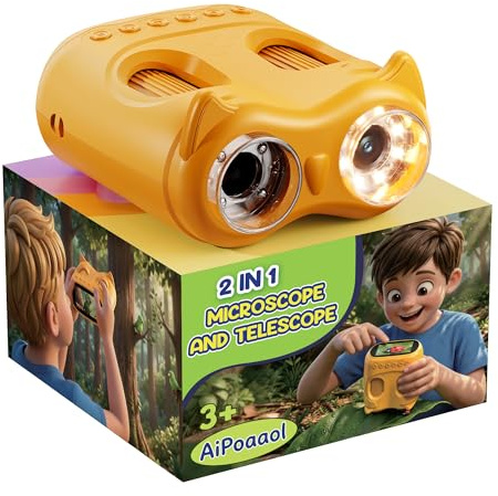 1000X Microscopio Digitale Portatile Bambini: 2 in 1 Telescopio e Ingrandimento - Idee Regalo per Bambina Maschio 3-8 8-12 Anni - Gioco Scienza e Gioco Laboratorio USB-C