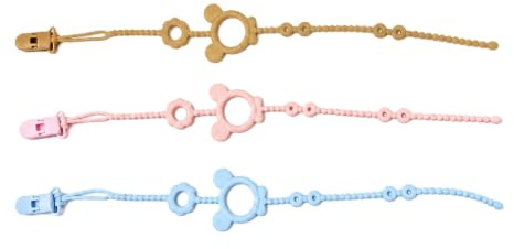 3 Attaches Tétine Durdiiy Chaîne Tétine Réglable Design Ourson Fleur Silicone Alimentaire Sécurisé Anti-Perte pour Bébé Nouveau-Né Tétine Sucette Jouet Dentition