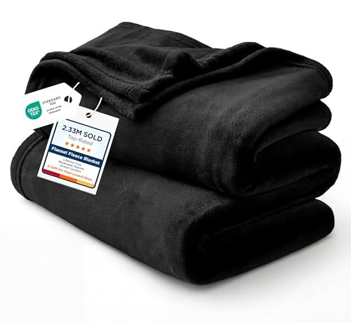 Bedsure GentleSoft Fleece Blankets Queen Size Black - Bed Blanket Soft Lightweight Plush Fuzzy Cozy Luxury Microfiber, 90x90 inches