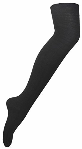 New Ladies Womens Over Knee Long Casual Ladies Thigh High Plain Stretch Fit Cotton Overknee Socks