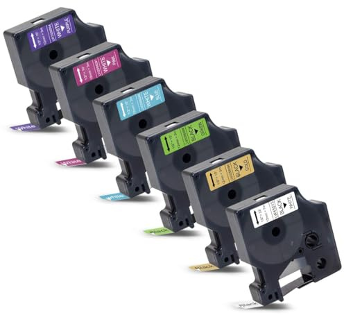 Labelwell 6x Kompatibel Schriftband Ersatz für D1 45013 2056086 2056090 2056091 2056094 2056098 12mm für LabelManager 160 280 300 360D 420P 450D 500TS 120P LM160 LM280 Dynmo LabelPoint 200 250 300