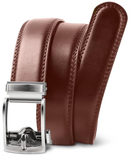 PlusZis Ceinture en cuir Easy-release pour garçons, ceinture à cliquet de 1 de large pour les occasions formelles et quotidiennes.
