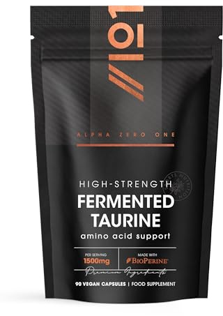 L-Taurine 1500mg with BioPerine® - 90 Vegan Capsules - Potent Amino Acid Supplement - 45 Day Supply - By Alpha01
