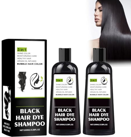 Bubble Hair Dye Shampoo, Crema Colorante Naturale Foam Hair Dye Tinta Temporanea per Capelli Tintura Istantanea per Capelli per Uomo Donna, Semplice e Facile da Usare (Nero, 2pcs)