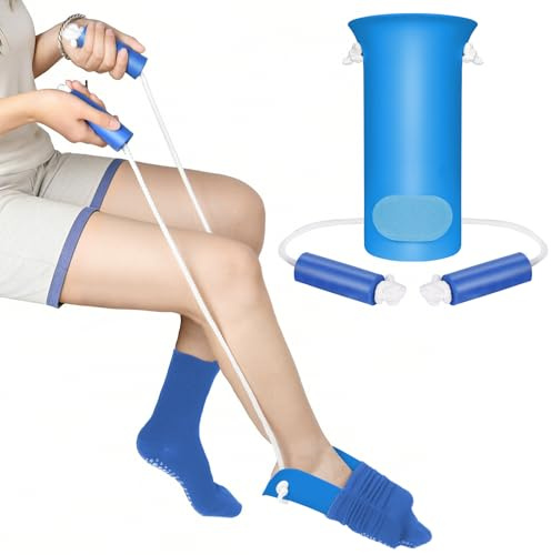 ANOMM 1 Pezzi Aiuto per Indossare Calze, Metti Calze per Anziani (Blu)
