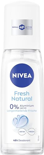 NIVEA Fresh Natural Deodorante spray senza alluminio (ACH) con cura delicata, deodorante antibatterico con protezione 48 ore e formula unica InfinitFresh (75 ml)