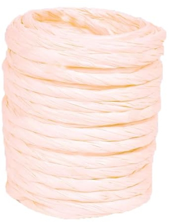 ALLWSLucky 12M Naturbast Papierband, 4mm Bast Raffia Natur Papierschnur, Raffiabast Papierband für DIY, Raffia Garn Bastband für Geschenkverpackung, Weben, Dekoration und Gärtnern (Lichte champagne)