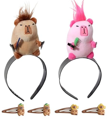 2 Cintas Para El Cabello Y 4 Horquillas, Accesorios Para El Cabello En Forma De Capibala, Lindo Tocado Estilo Animal, Escenas De Representaciones Teatrales.