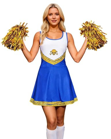 Cexiakong Disfraz de animadora para mujer, uniforme de animadora, uniforme, carnaval, fiesta, disfraz, minifalda con parte superior, sexy para colegiala, disfraz de animadora, disfraz de danza