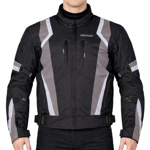 RKsports 1509 WATERPROOF MOTORCYCLE MOTORBIKE JACKET BLACK CE ARMORS (2X-Large/Chest 46, Grey)