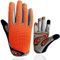 Fahrradhandschuhe Kinder MTB Fahrrad Freizeit Vollfigner mit Gel rutschfest Wert 1 Paar Orange L, Radsport Skatehandschuhe für Sommer Jungen Mädchen 2-11 Jahre