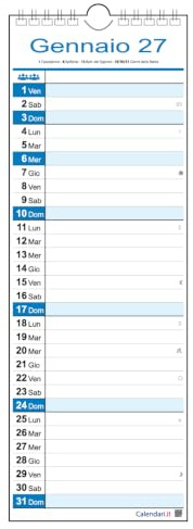Calendario 2027 slim stretto famiglia family lavoro da muro da 1 2 3 4 colonne persone (1 COLONNA)