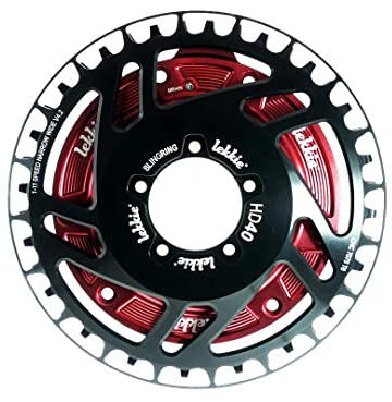 windmeile | Lekkie Bling Ring Set, 40T, Schwarz-Rot, für Bafang BBS03 BBSHD, Kettenblatt, Motor Hülle, Spacer, E-Bike, Pedelec