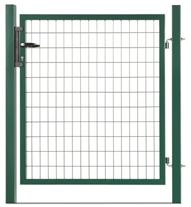 Easy Clôture Portillon grillagé en Acier galvanisé Maille 100 x 50 L 1m20 x 1m50 Vert - Porte de Jardin - Clôture de Jardin avec Serrure et poignée