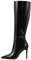 Only maker Damen Kniehohe Stiefel Klassische Spitze Boots Langschaft Stiletto Stiefel Lack Metallic Schwarz 38 EU